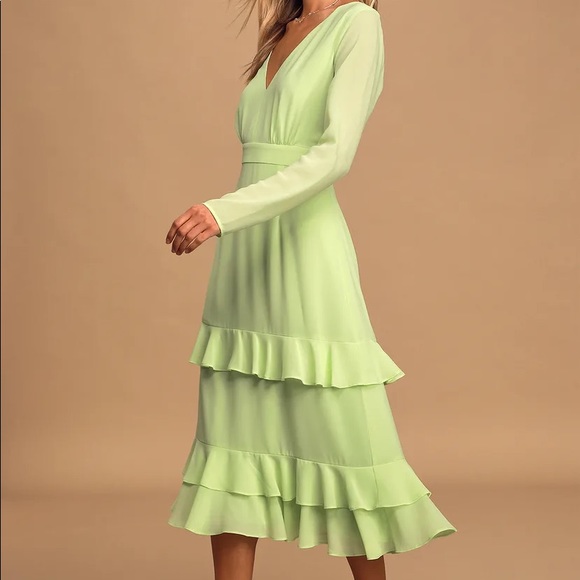 🆕 NWT Lulu’s Sway This Way Lime Green Dress - Picture 3 of 5
